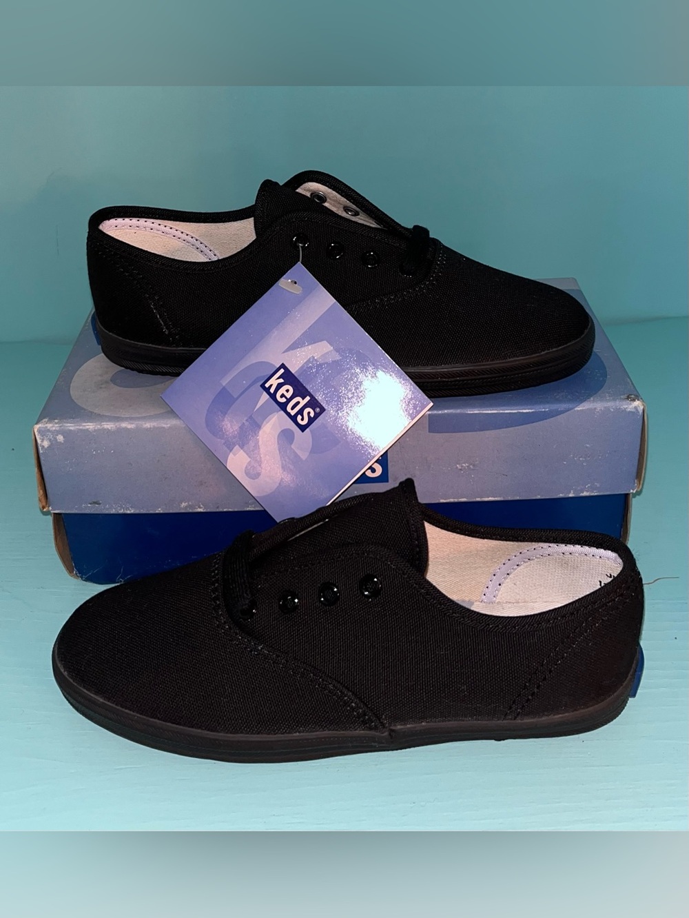 Keds Champion Oxfords Black on Black Canvas Sneakers Children’s Sz 13.5 M - NIB